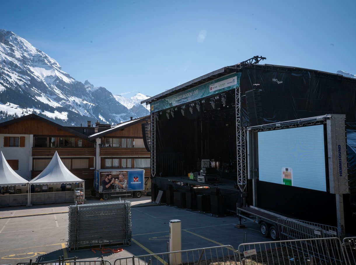 Montage, place du marché, Adelboden live 2026, Kilchenmann AG