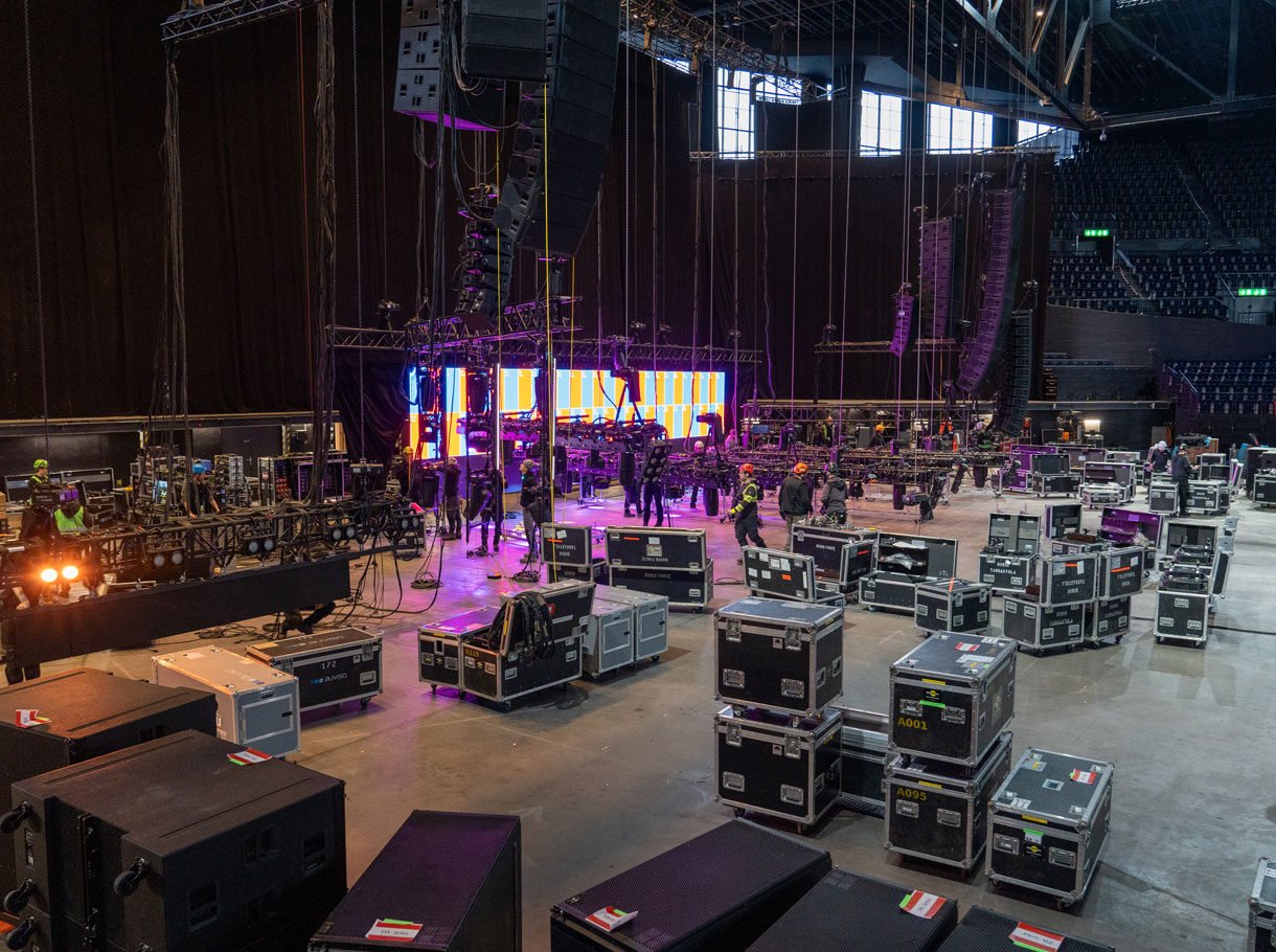 Montage du concert du 25e anniversaire de Gölä, Hallenstadion Zurich, partenaire technique Kilchenmann